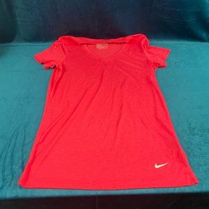 Nike Dri Fit V Neck T-shirt Loose Fit Pink Tee
